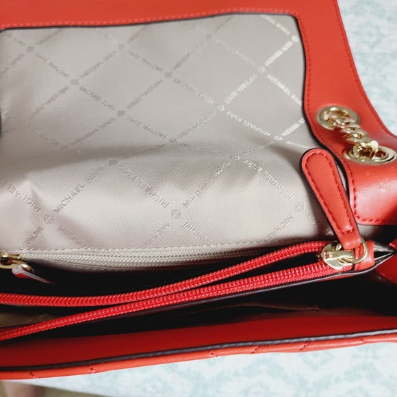 NEW Michael Kors Peyton Quilted Vegan Flap Shoulder Bag Mandarin Chain Crossbody - Picture 8 of 13